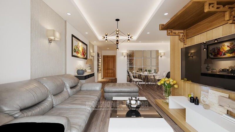 Thiết kế chung cư hiện đại theo xu hướng mở, không gian sinh hoạt chung liên thông với nhau tạo cảm giác thông thoáng và tiện nghi hơn cho gia chủ